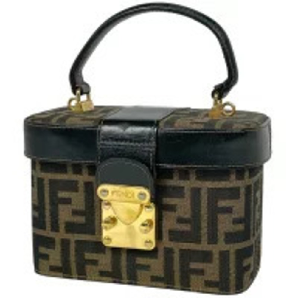 Fendi Zucca vanity bag handbag cosmetic Clutch canvas brown